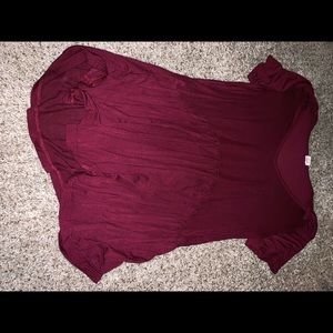 maroon top